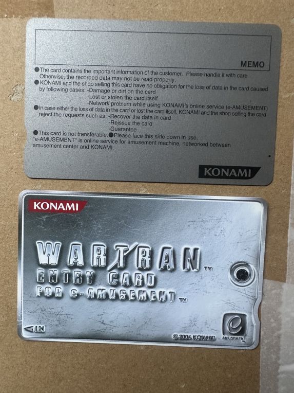 KONAMI WARTRAN ENTRY CARD